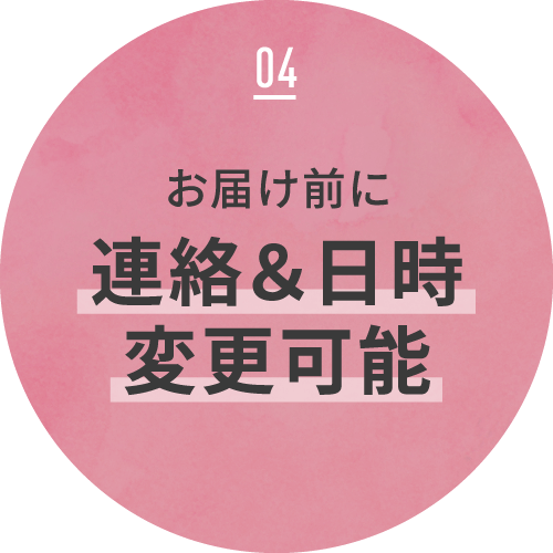 04 お届け前に連絡＆日時変更可能